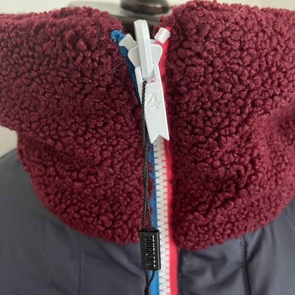 NWT Fourlaps reversible polar quilted Sherpa jacket Burgundy/Smoke size Small - Picture 3 of 16